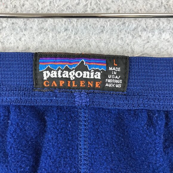 Vintage Patagonia Synchilla Mens Blue Fleece base layer pant L - Picture 3 of 10
